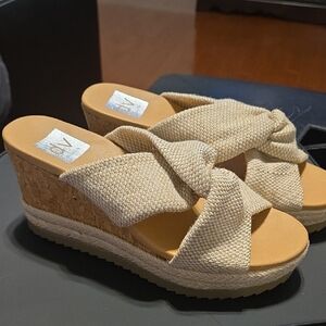 DV by Dolce Vita Tan Wedge Sandals with Cork Platform